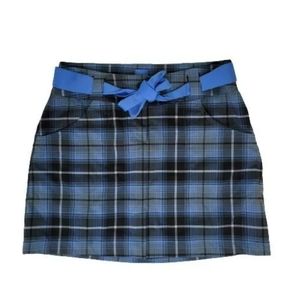 Nike Golf Skirt 6 Plaid Blue Belted Tour Performance Dri-fit